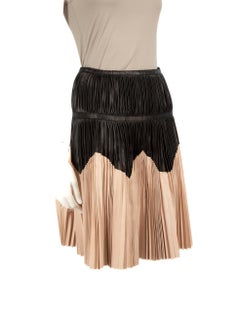 Alexander McQueen Black & Beige Leather Skirt Size S