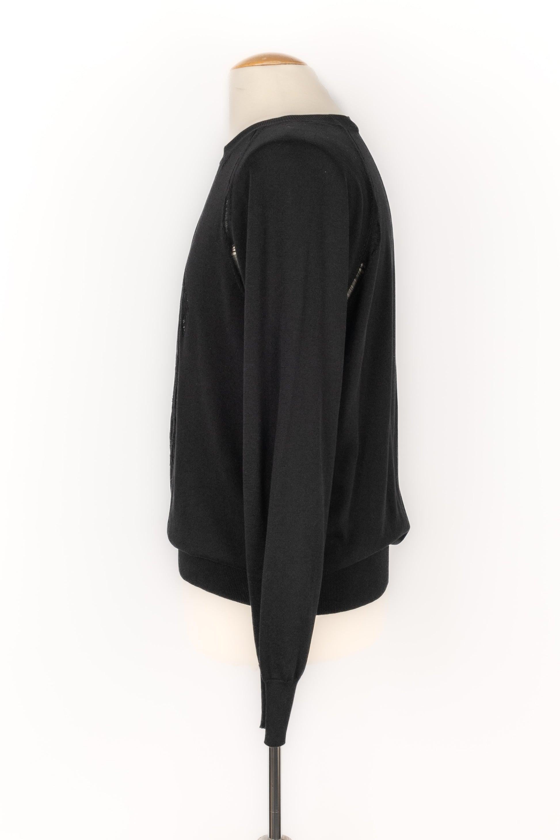 Men's Alexander McQueen Black Blended Cotton and Silk Men Sweater For Sale