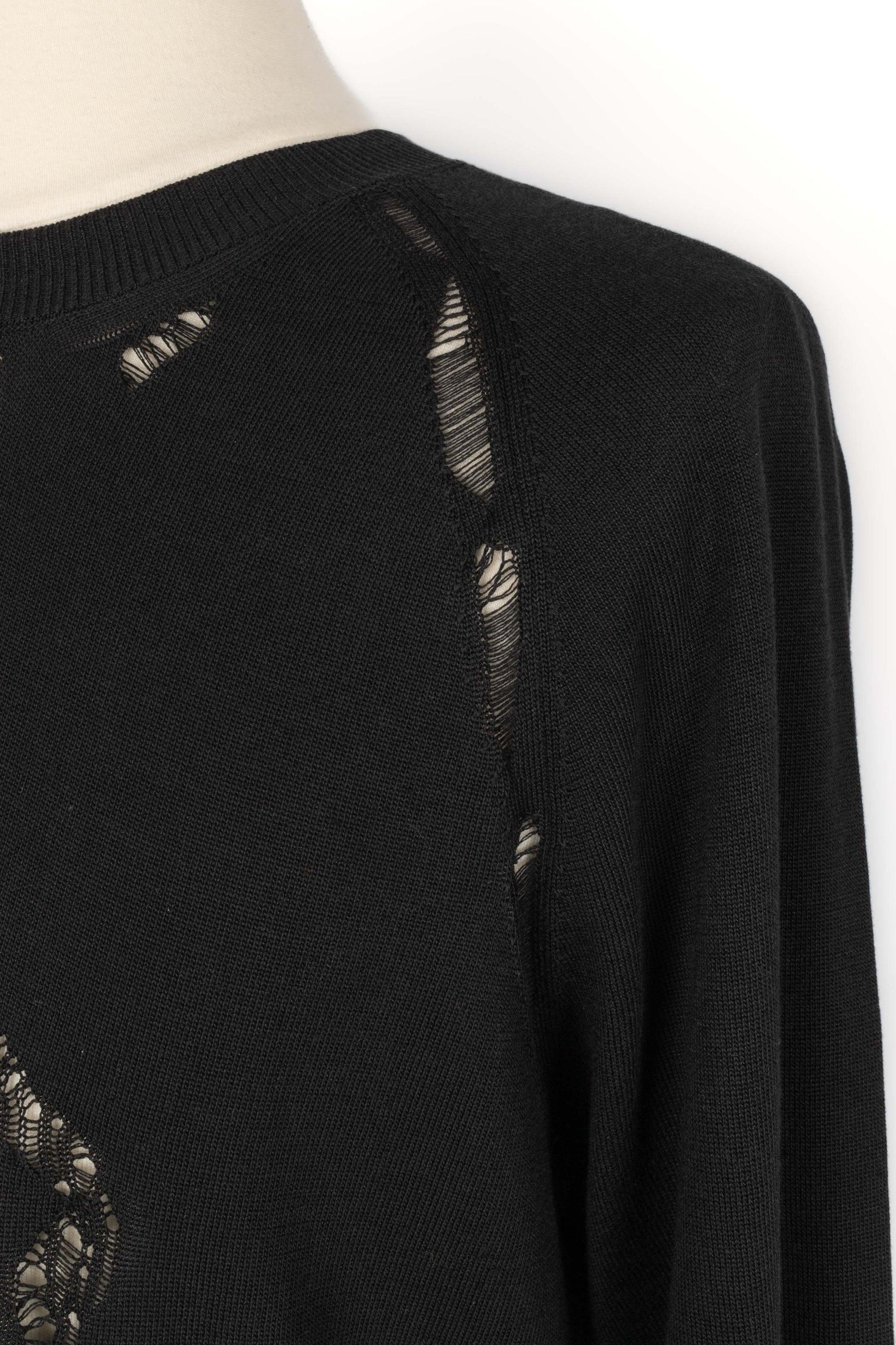 Alexander McQueen Black Blended Cotton and Silk Men Sweater For Sale 2