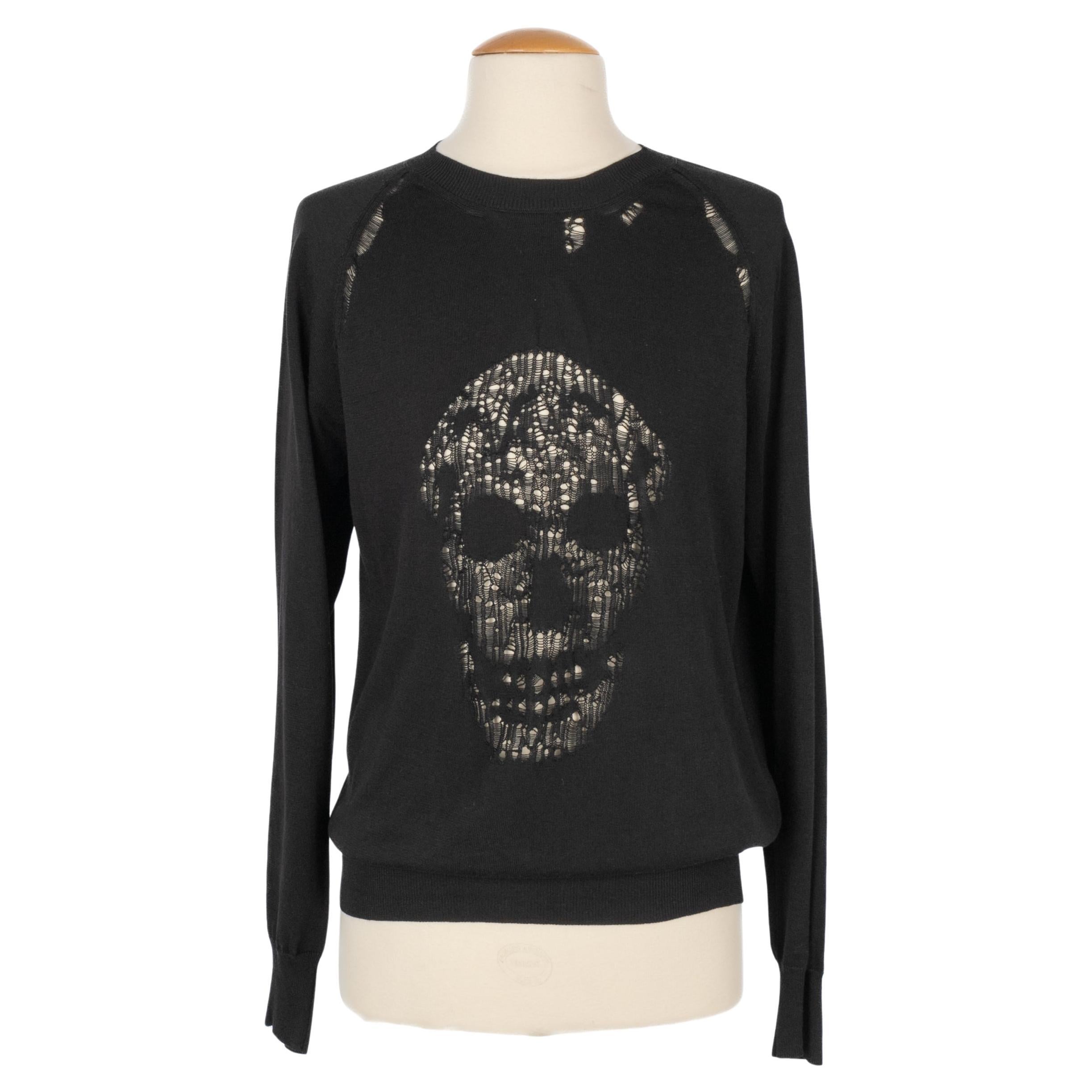 Alexander McQueen Black Blended Cotton and Silk Men Sweater For Sale