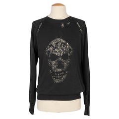 Alexander McQueen Schwarzer Herrenpullover aus Baumwolle und Seide aus Mischung