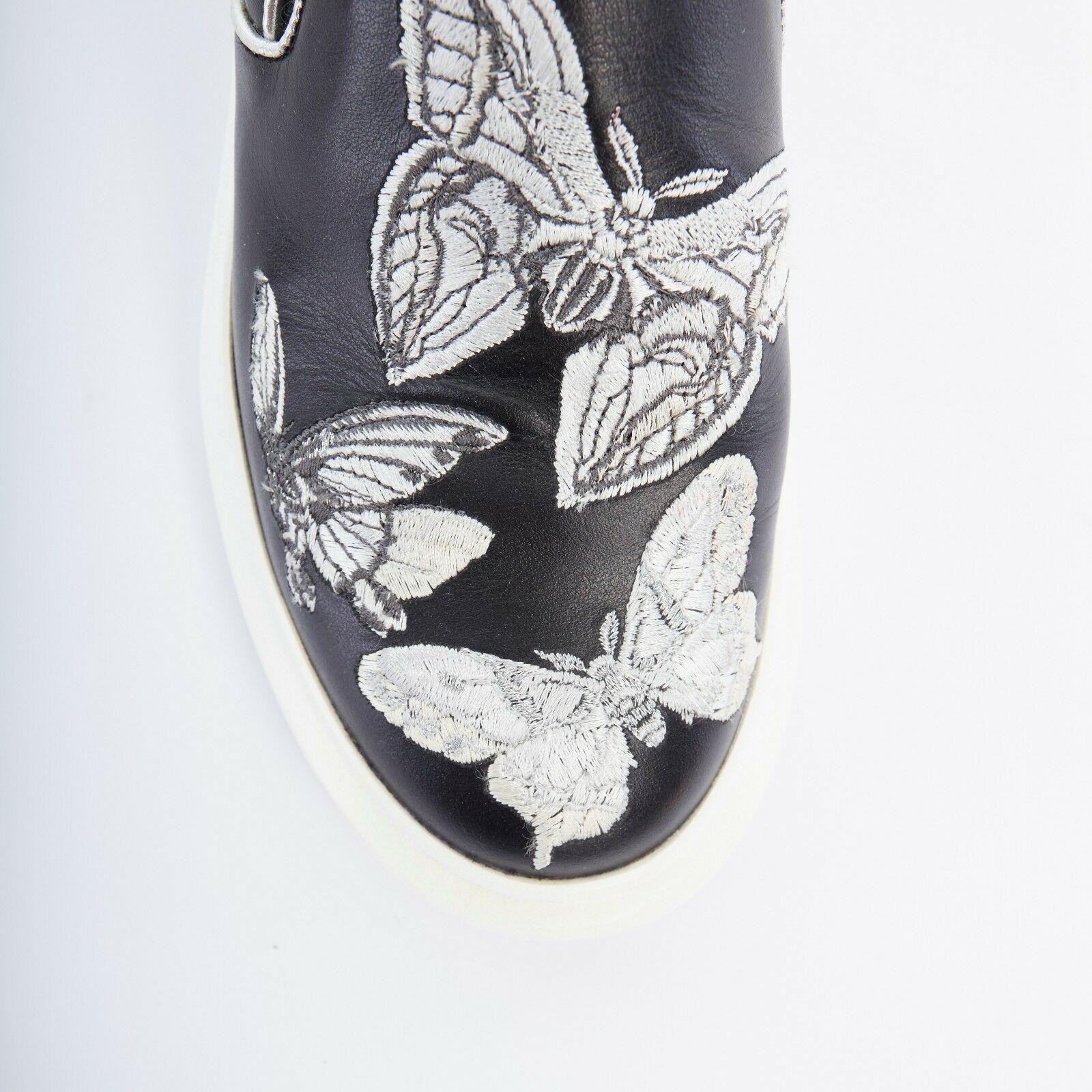 ALEXANDER MCQUEEN black butterfly embroidery leather chunky sole sneakers EU36.5 In Excellent Condition In Hong Kong, NT