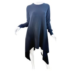 Alexander McQueen - Vestito con orlo asimmetrico in misto lana e cashmere nero 2000s