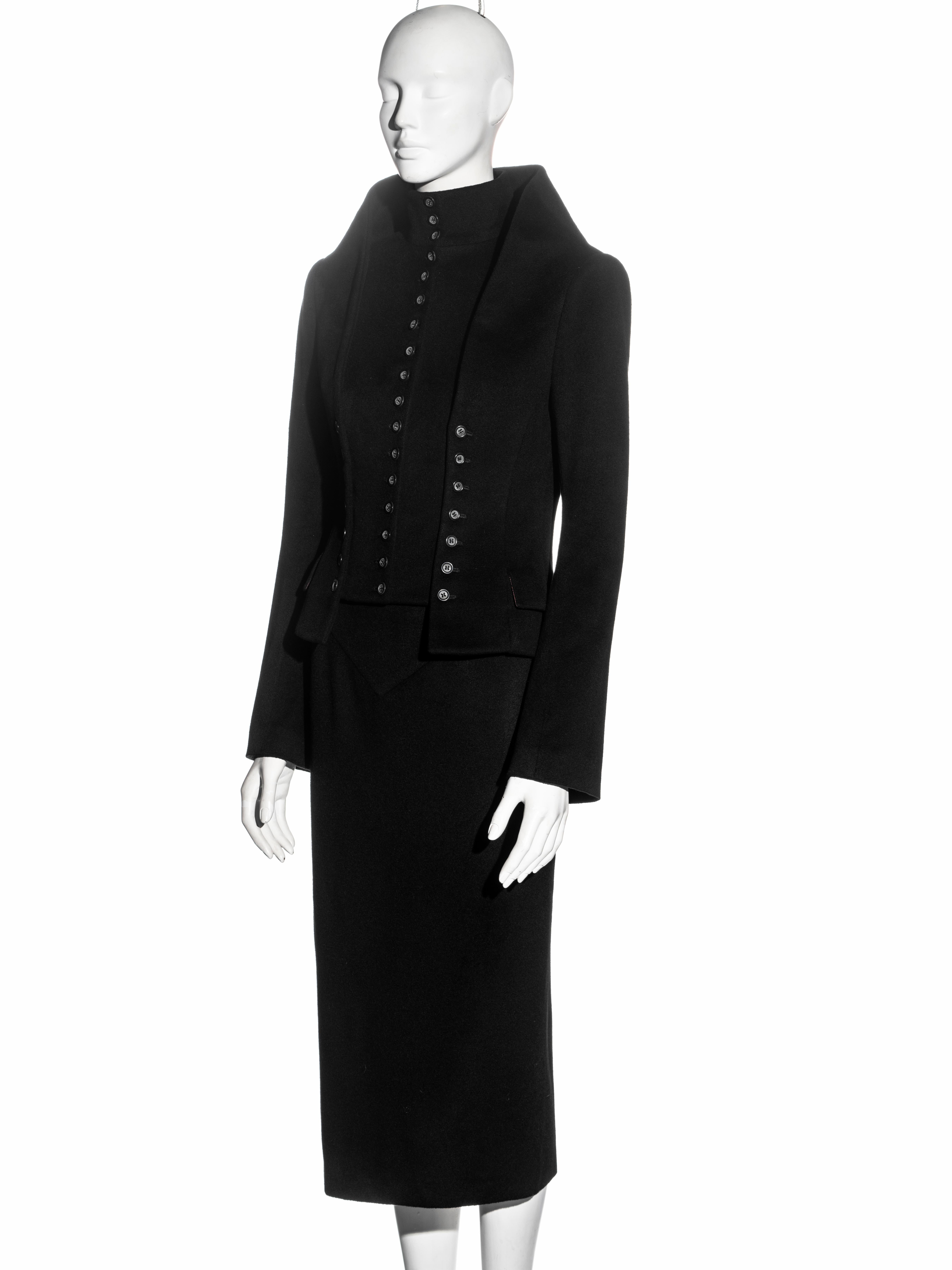 Alexander McQueen black cashmere 'Joan' jacket and skirt suit, fw 1998 For Sale 5