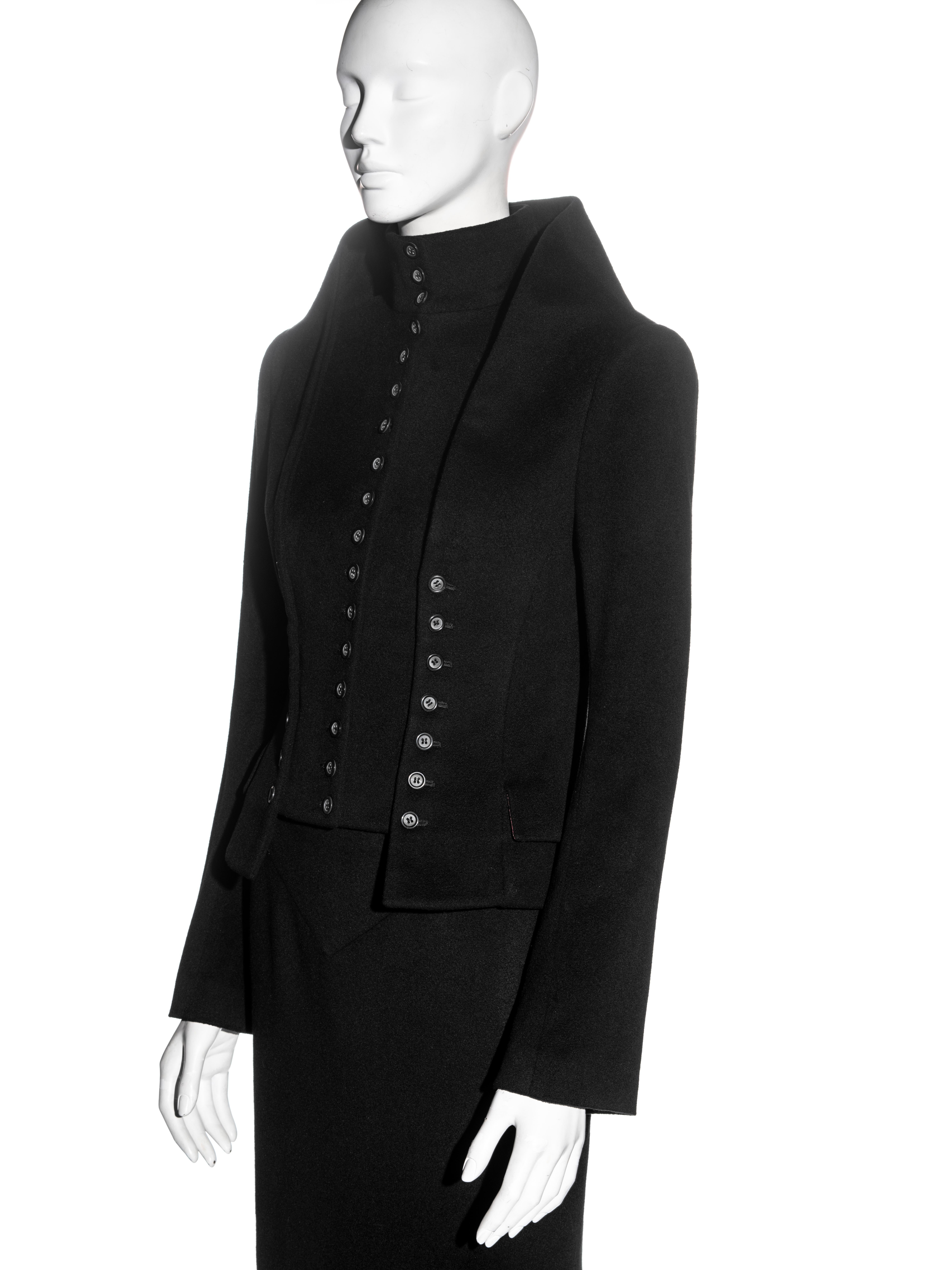 Alexander McQueen black cashmere 'Joan' jacket and skirt suit, fw 1998 For Sale 6