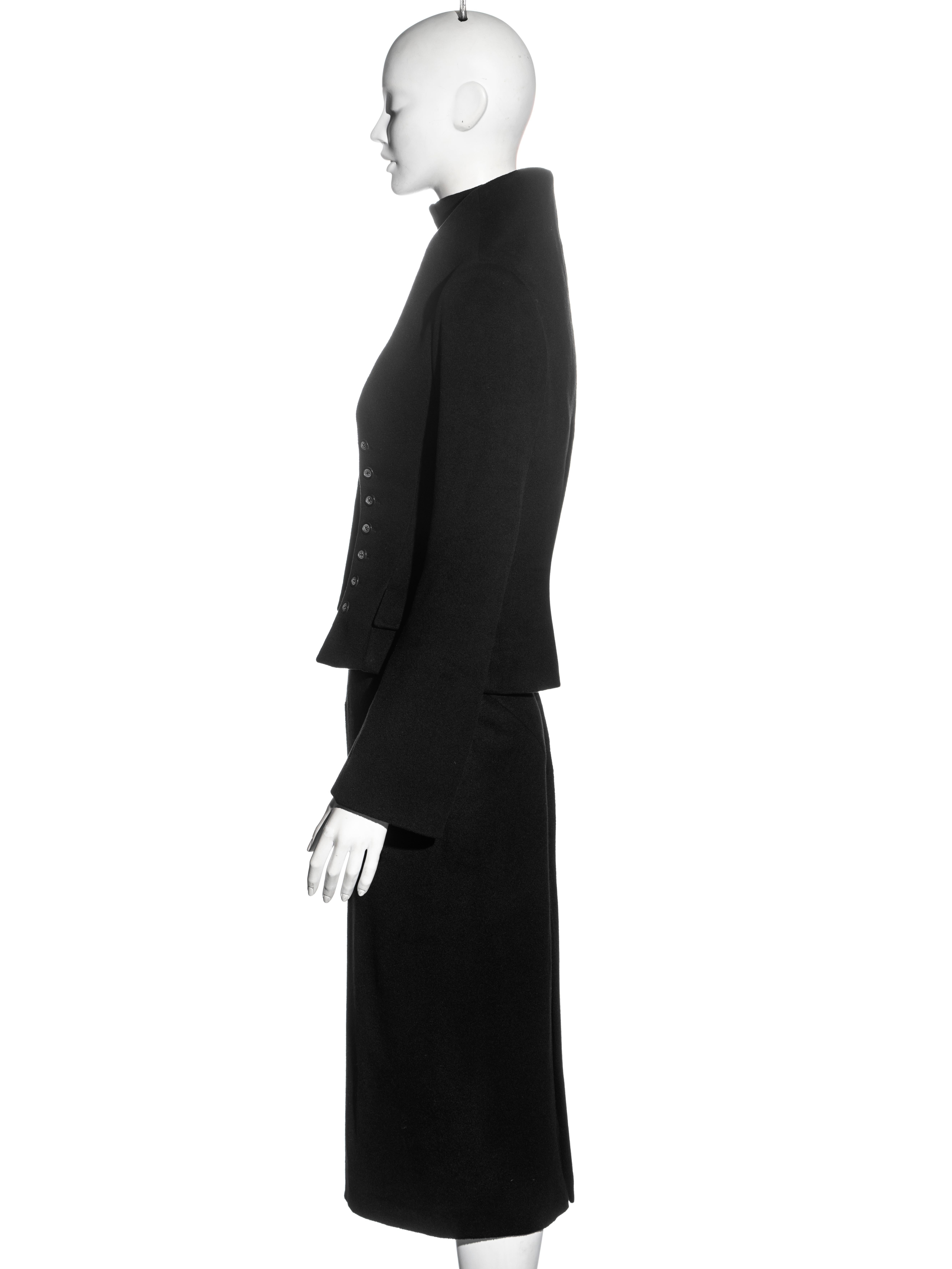 Alexander McQueen black cashmere 'Joan' jacket and skirt suit, fw 1998 For Sale 7