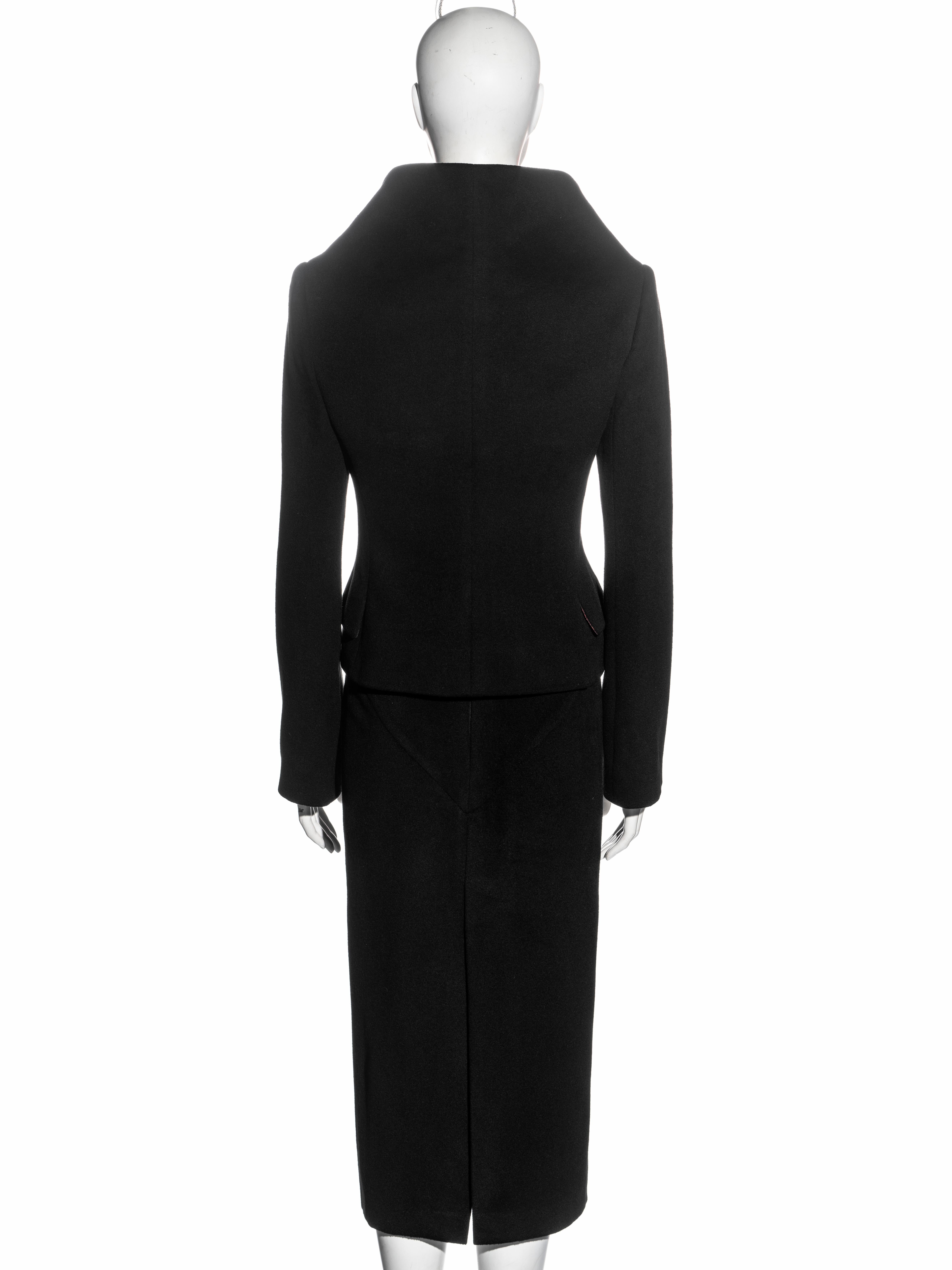 Alexander McQueen black cashmere 'Joan' jacket and skirt suit, fw 1998 9