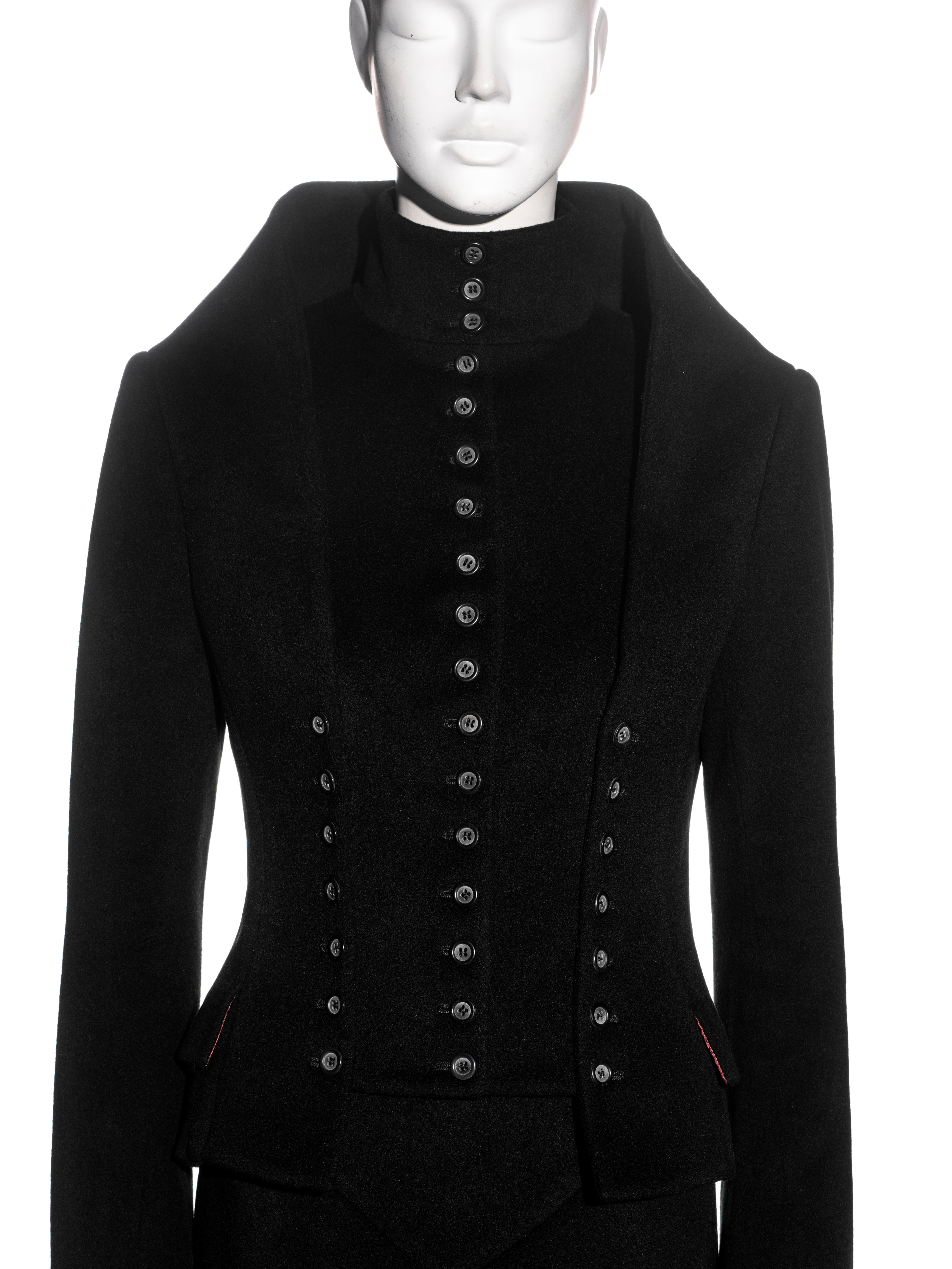 Black Alexander McQueen black cashmere 'Joan' jacket and skirt suit, fw 1998 For Sale