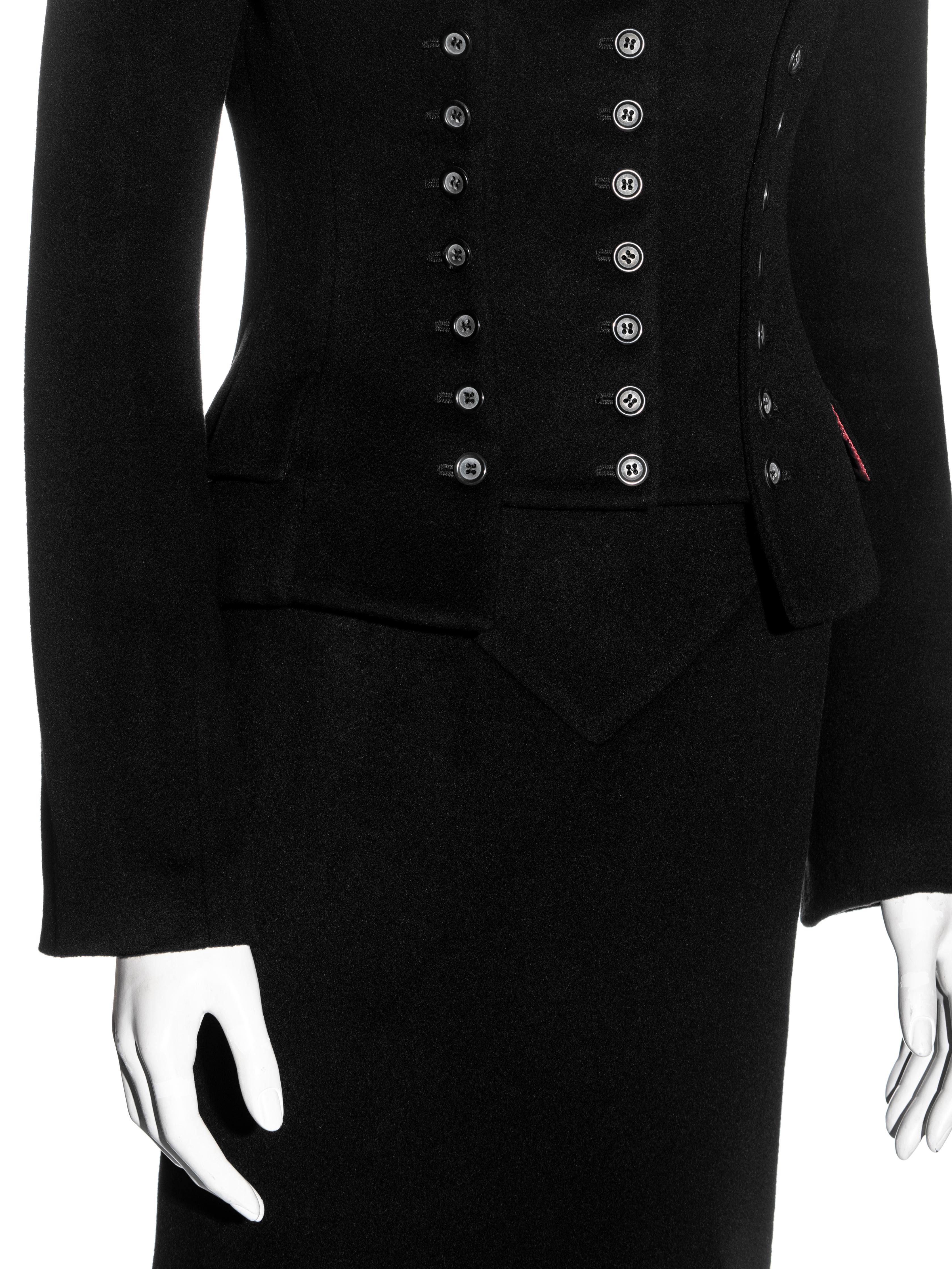 Alexander McQueen black cashmere 'Joan' jacket and skirt suit, fw 1998 For Sale 3