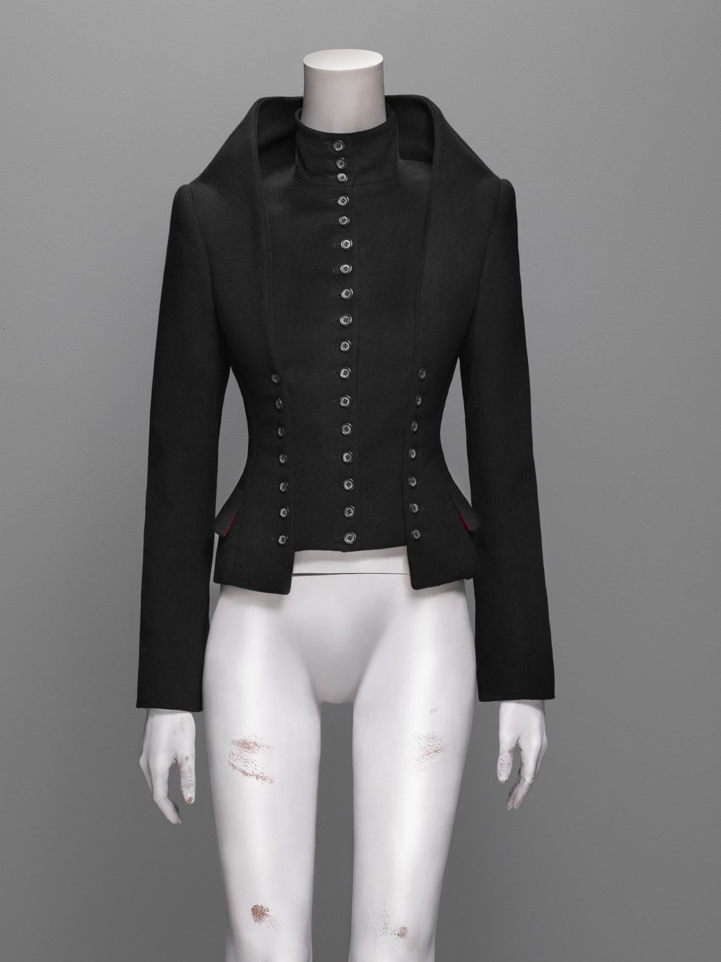 Alexander McQueen black cashmere 'Joan' jacket and skirt suit, fw 1998 For Sale 4