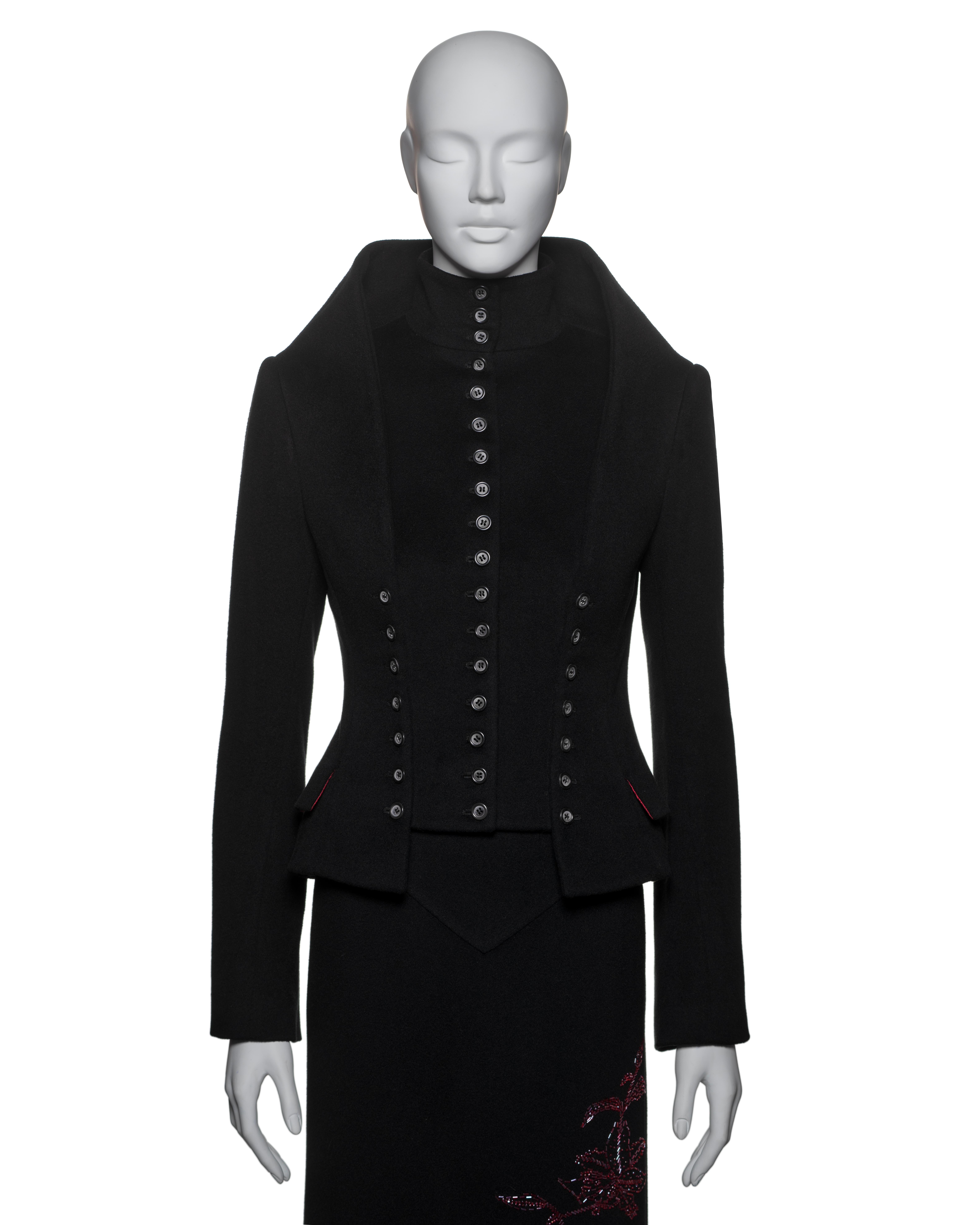 Women's Alexander McQueen Black Cashmere 'Joan' Suit, FW 1998 For Sale