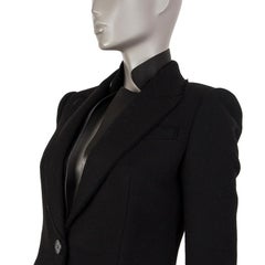 ALEXANDER MCQUEEN black cashmere LEATHER LAYERED Blazer Jacket 38