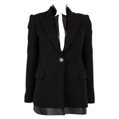 ALEXANDER MCQUEEN black cashmere LEATHER LAYERED Blazer Jacket 38