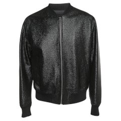 Alexander McQueen Black Coated Polyurethane Zip Front Bomber Jacket XXL