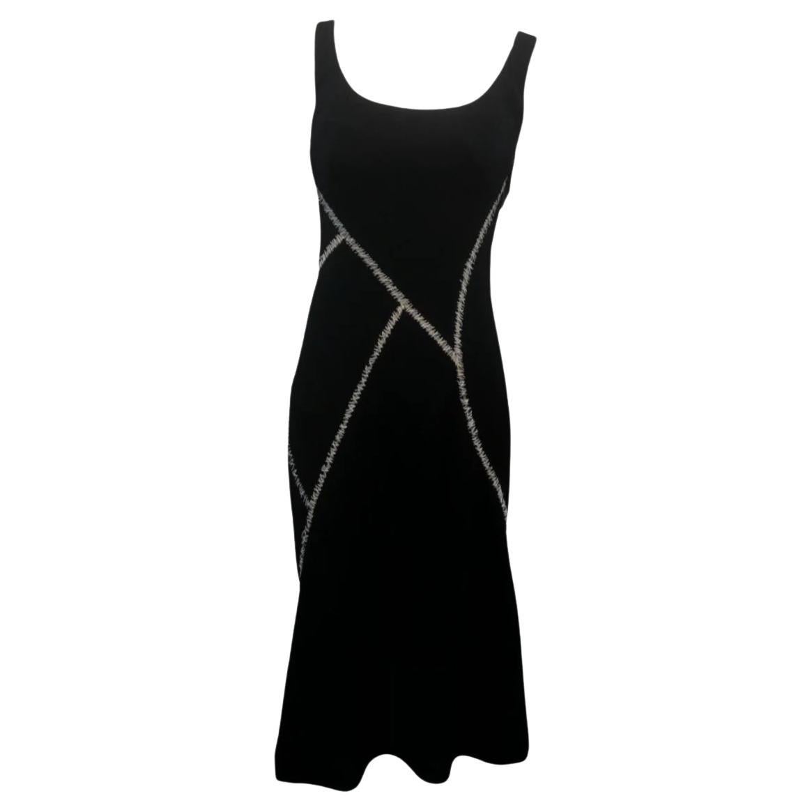 Alexander McQueen Black Cocktail Dress with Anatomical Seamwork, 2004 For Sale