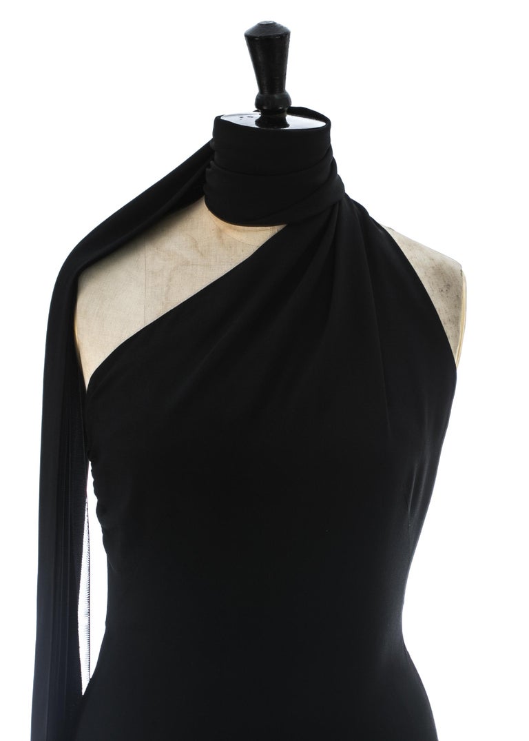 Alexander McQueen black cocktail dress with extra long scarf, A/W 2001 ...