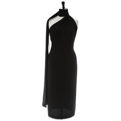 Alexander McQueen black cocktail dress with extra long scarf, A/W 2001