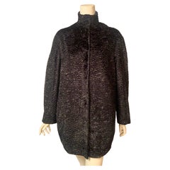 Alexander McQueen Black Cocoon Shaped Faux Fur Jacket Coat