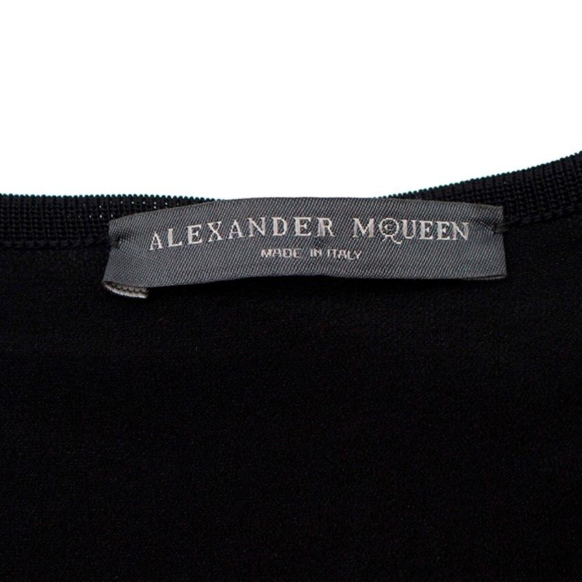 Alexander McQueen Black Cold Shoulder Asymmetric Midi Dress US 10 1