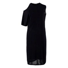 Alexander McQueen Black Cold Shoulder Asymmetric Midi Dress US 10