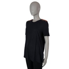 Alexander McQueen black cotton 2012 EMBELLISHED JERSEY T-SHIRT Shirt 38 XS