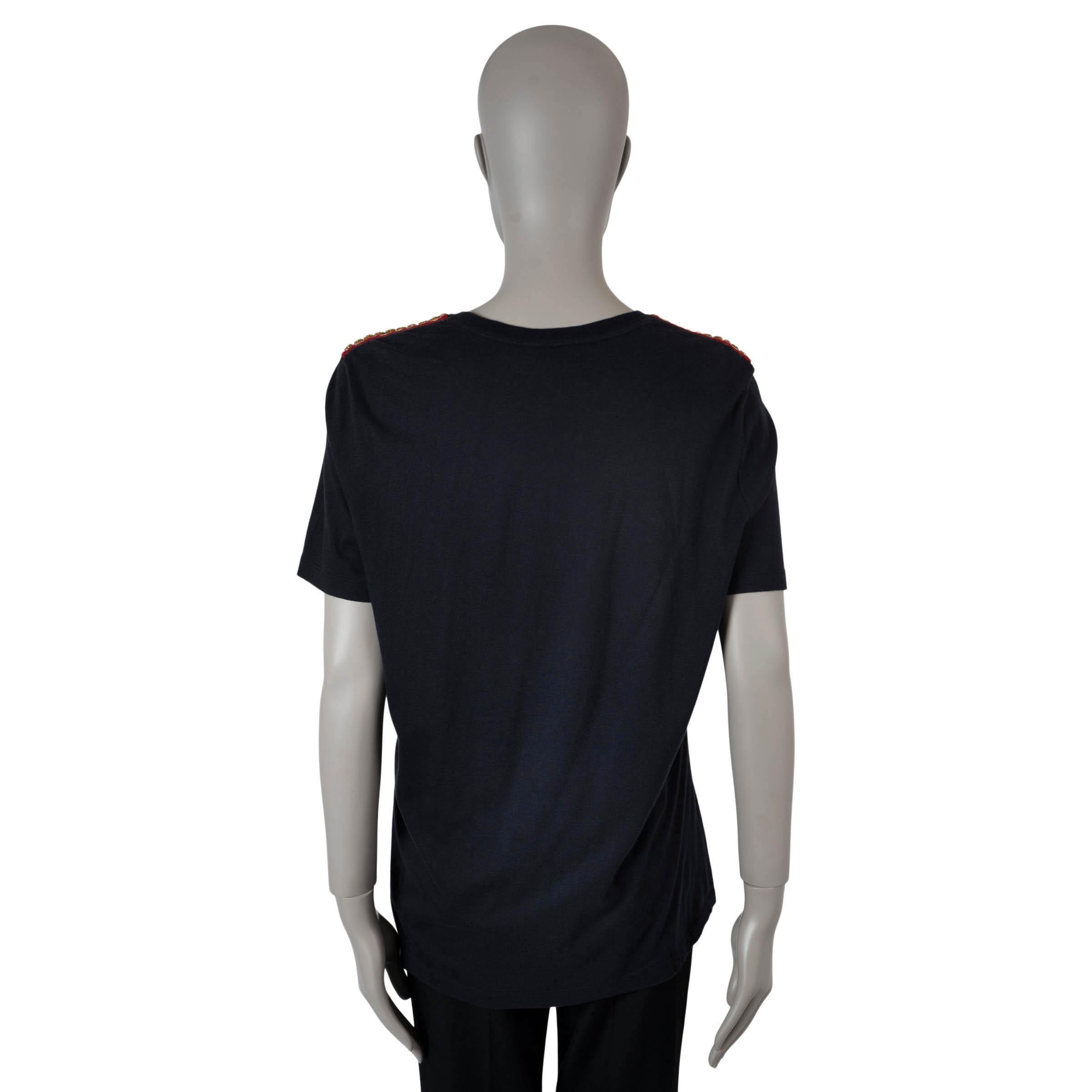 Black Alexander McQueen black cotton 2012 EMBELLISHED JERSEY T-SHIRT Shirt 38 XS For Sale
