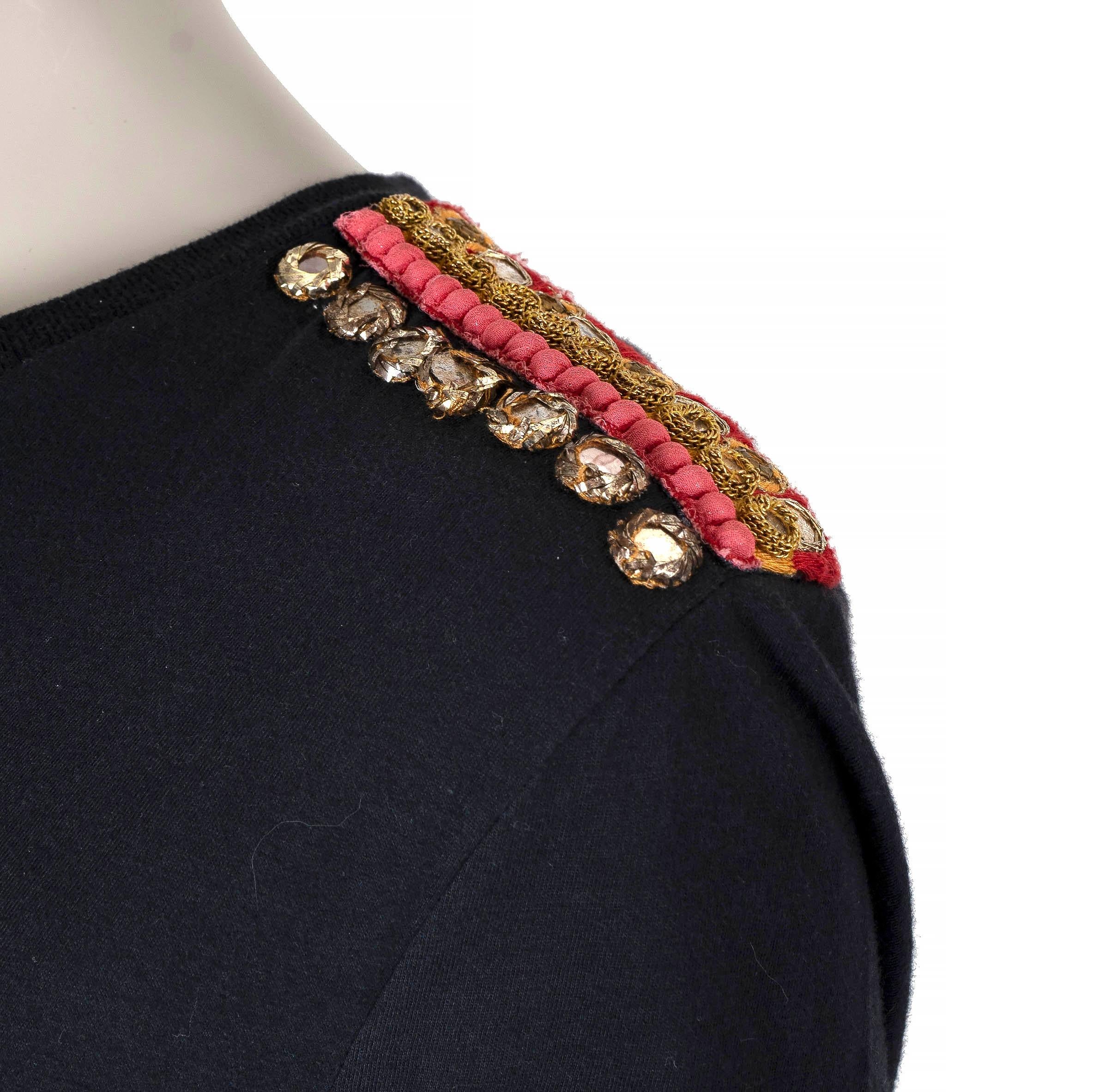 Women's Alexander McQueen black cotton 2012 EMBELLISHED JERSEY T-SHIRT Shirt 38 XS For Sale