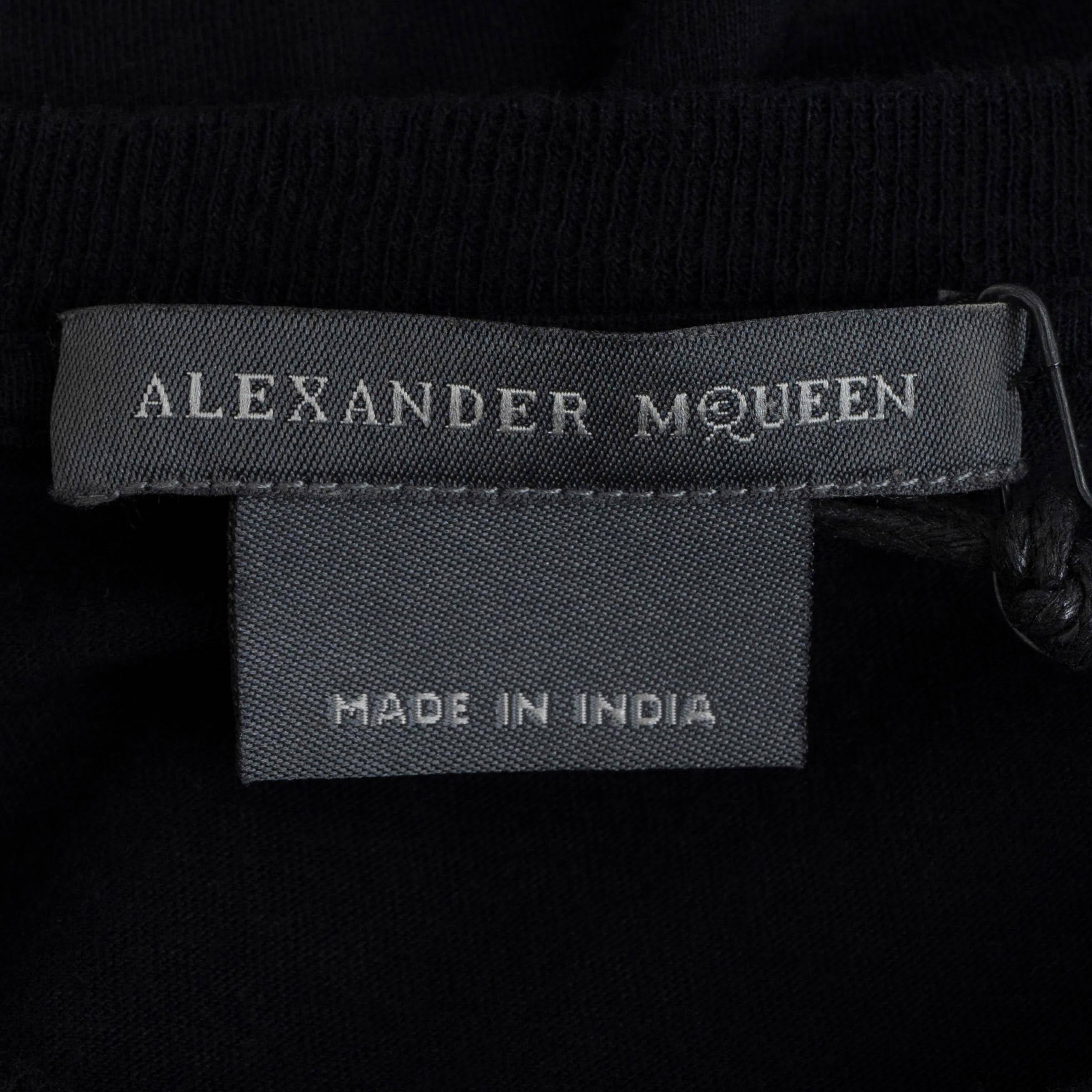 Alexander McQueen black cotton 2012 EMBELLISHED JERSEY T-SHIRT Shirt 38 XS For Sale 1
