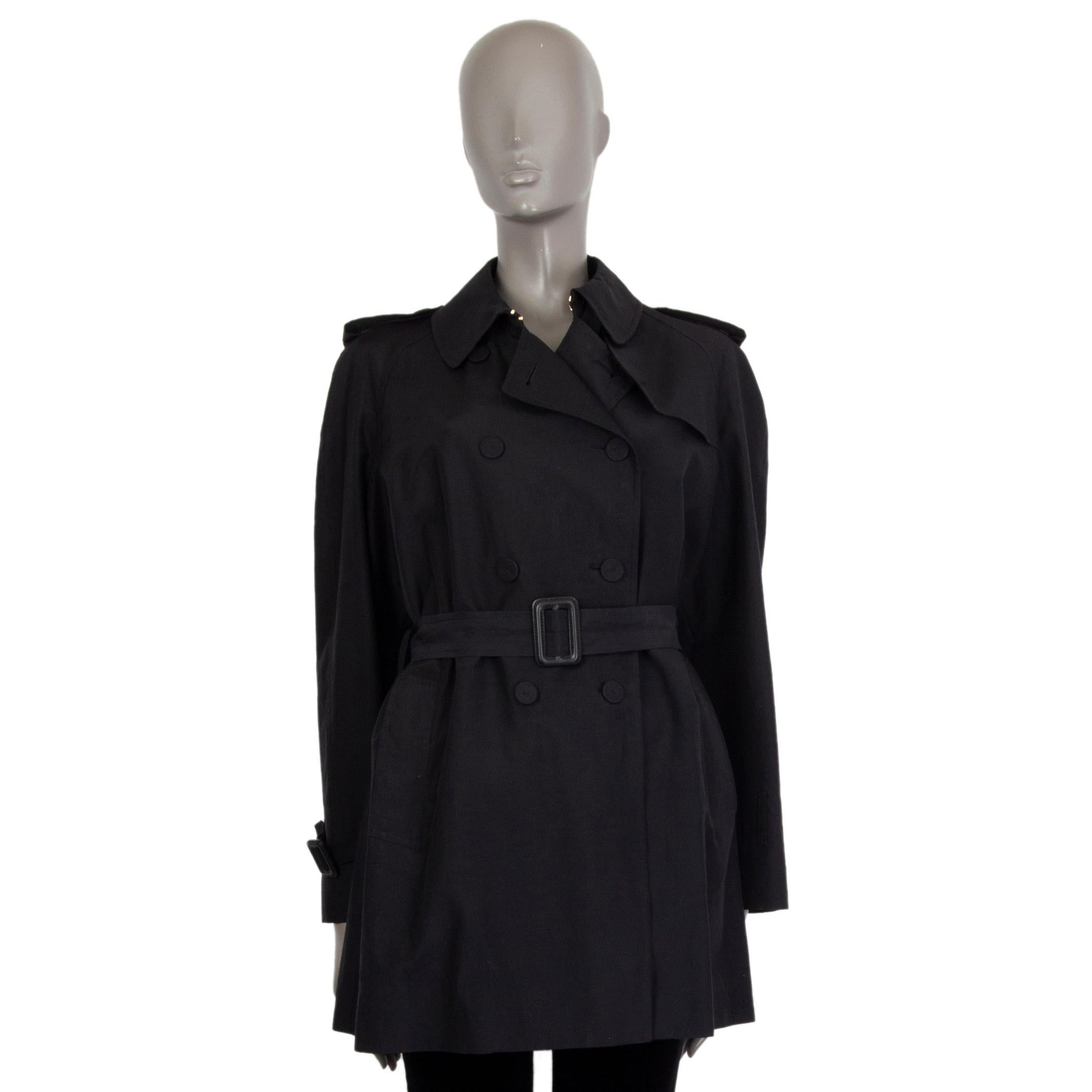 Black Alexander McQueen black cotton Double Breasted Trench Coat Jacket 42