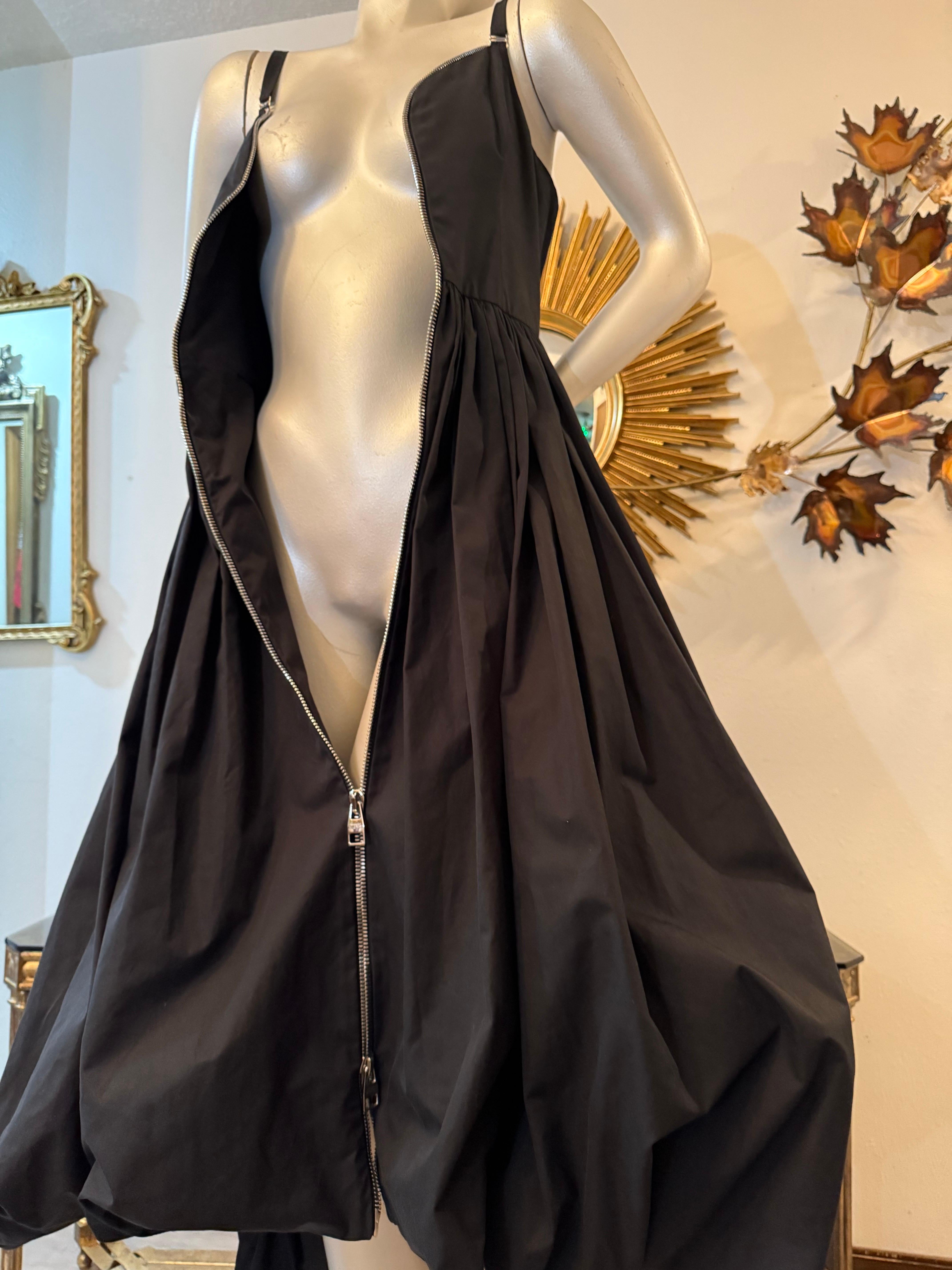 Alexander McQueen Black Cotton Full Skirt Bubble Hem Dress w Full Length Zipper For Sale 8