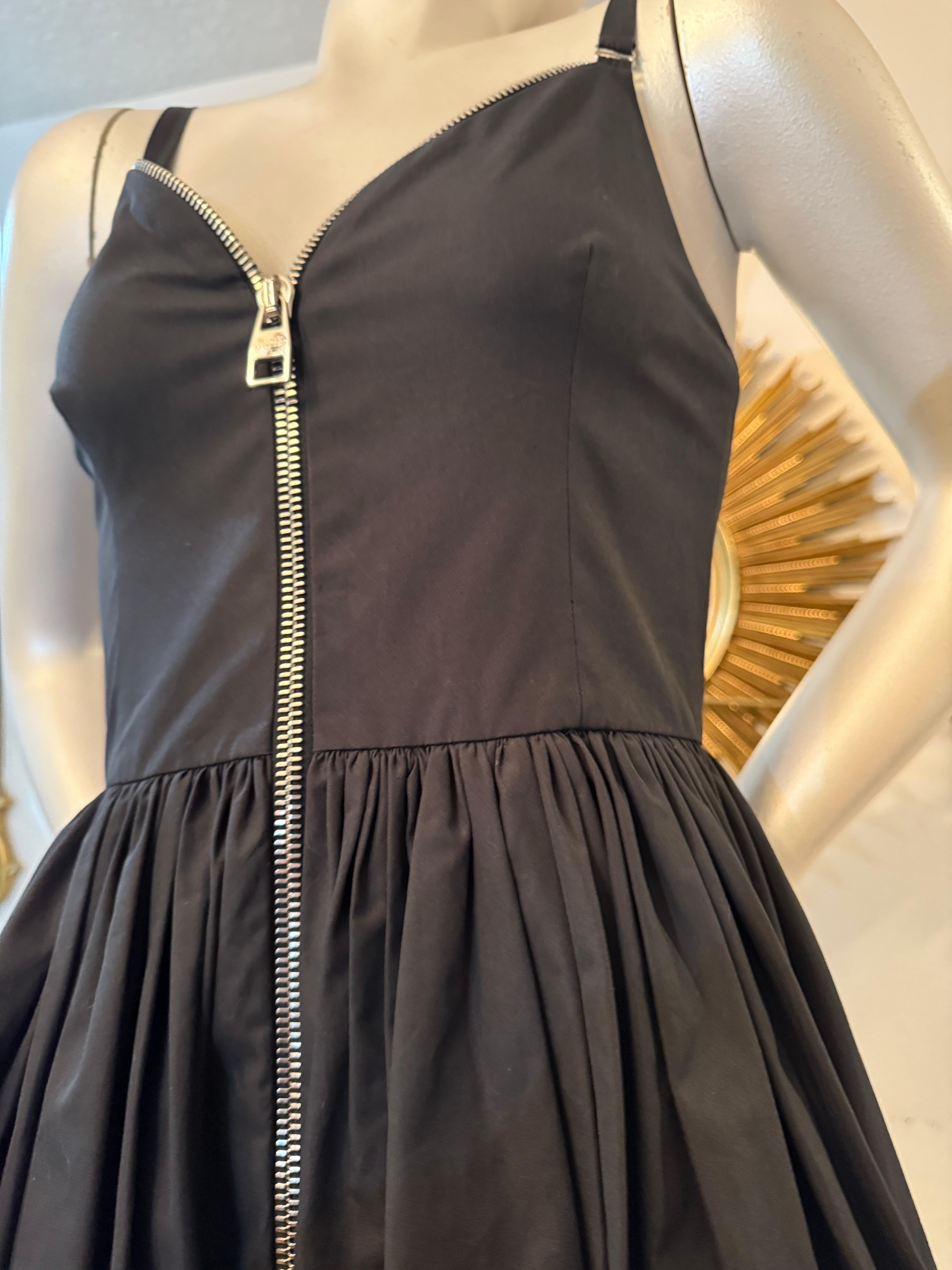 Alexander McQueen Black Cotton Full Skirt Bubble Hem Dress w Full Length Zipper For Sale 3