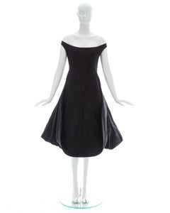 Alexander McQueen black cotton polyamide cocktail dress with bustle, ss 2002