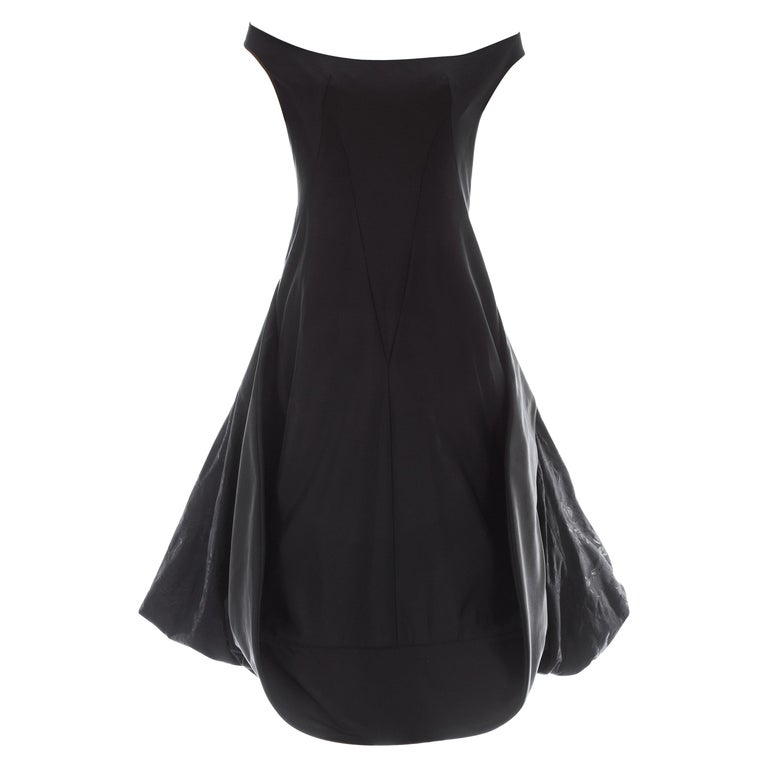 Alexander McQueen black cotton polyamide cocktail dress with bustle, ss ...