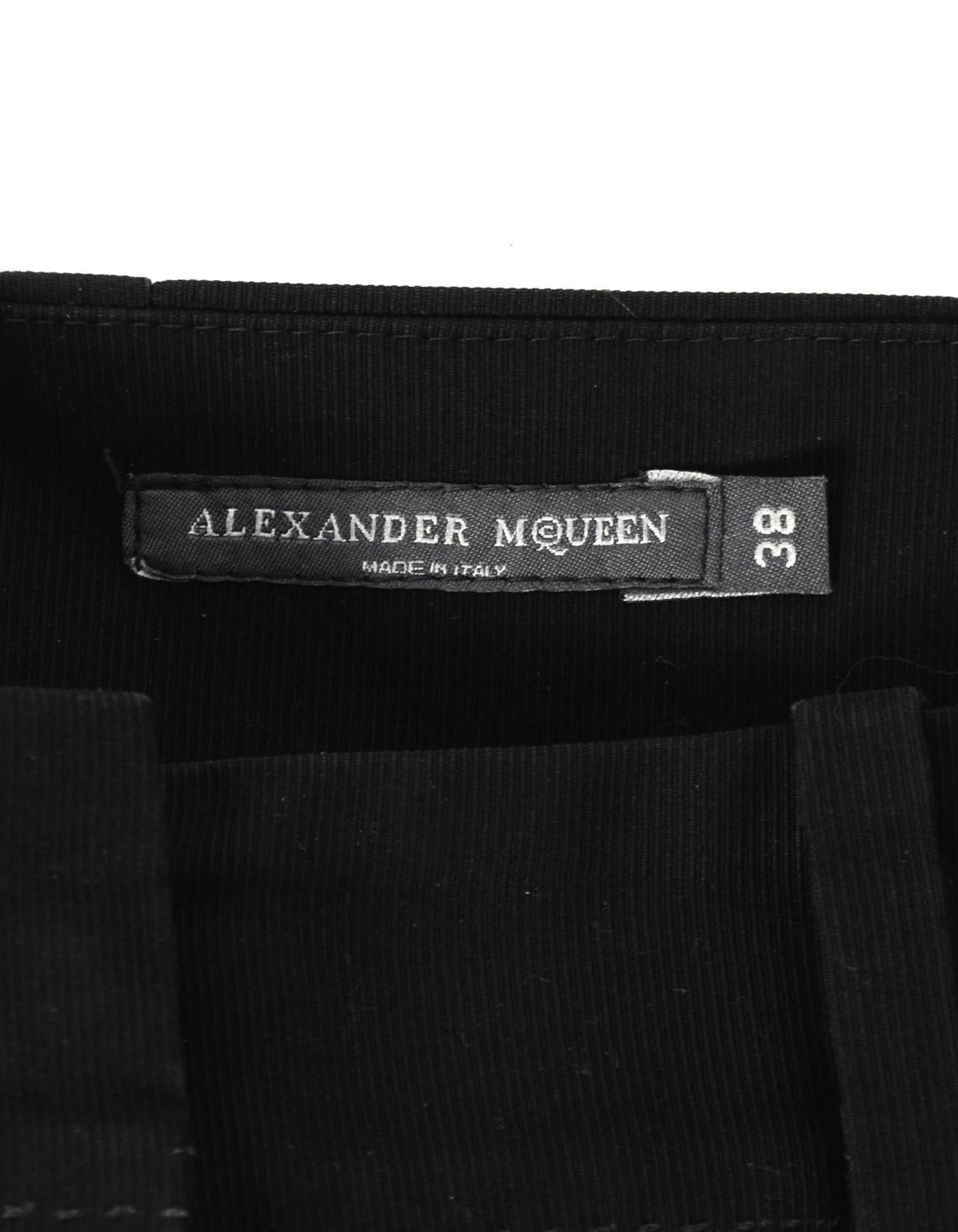 Women's Alexander McQueen Black Cotton Skirt w/ Ruffle sz 38 For Sale