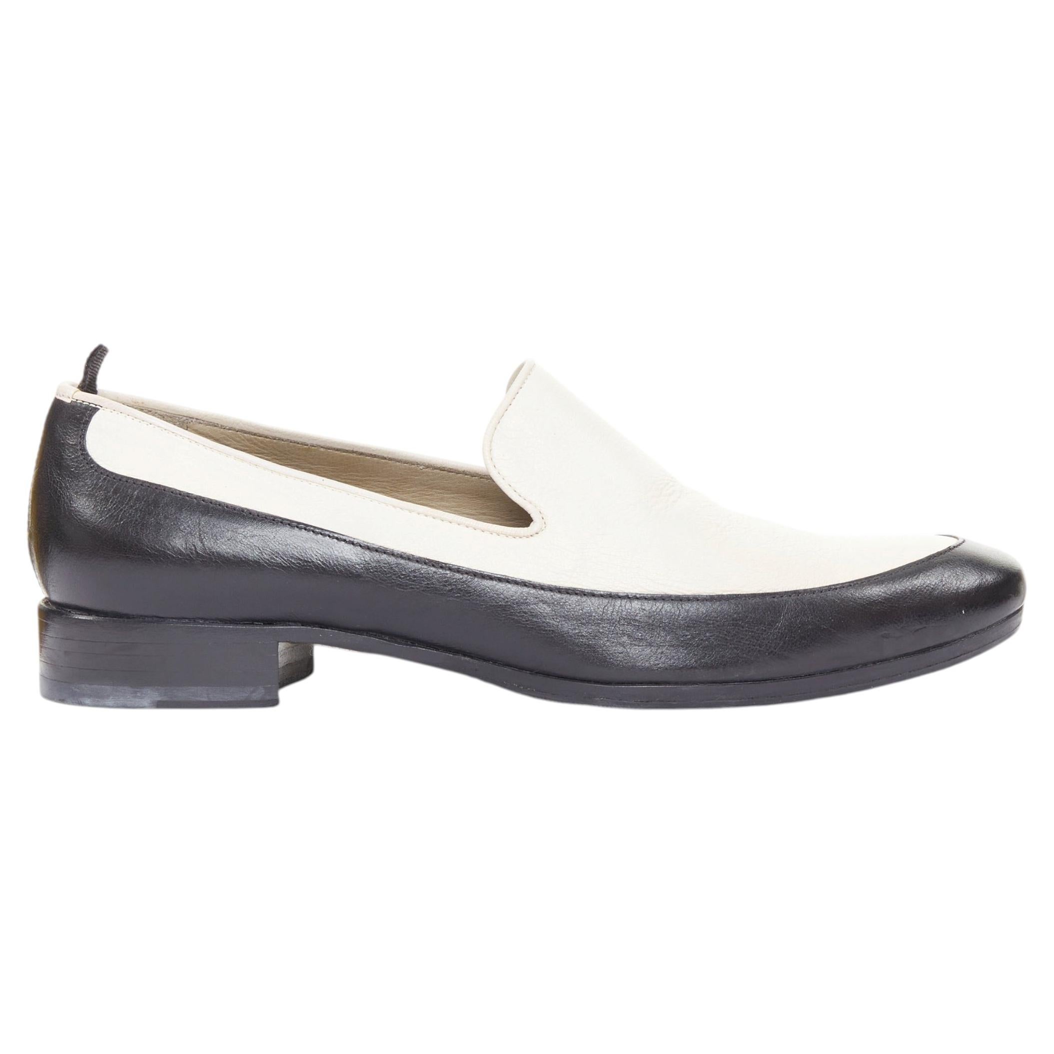 Mocassins vénitiens Alexander McQueen bicolores en cuir noir et crème, taille 43 (EU)