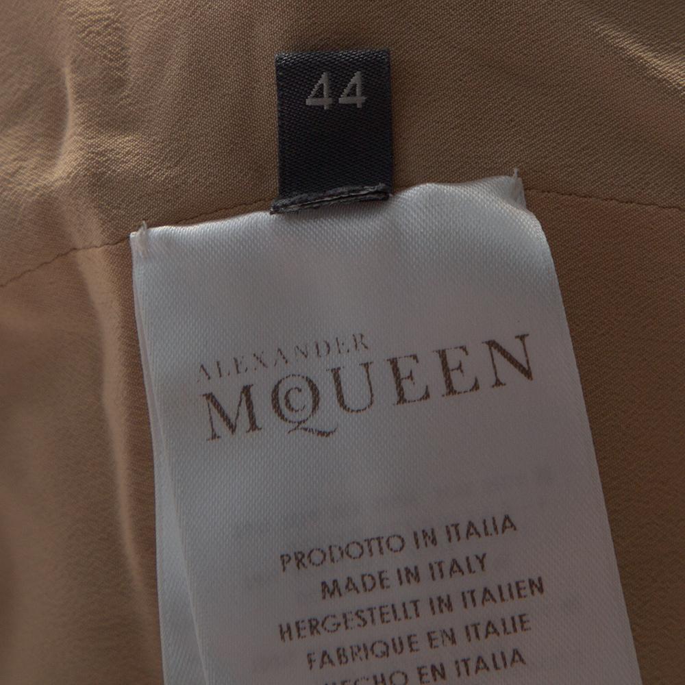 Women's Alexander McQueen Black & Cream Silk Lace Overlay Tiered Skirt M