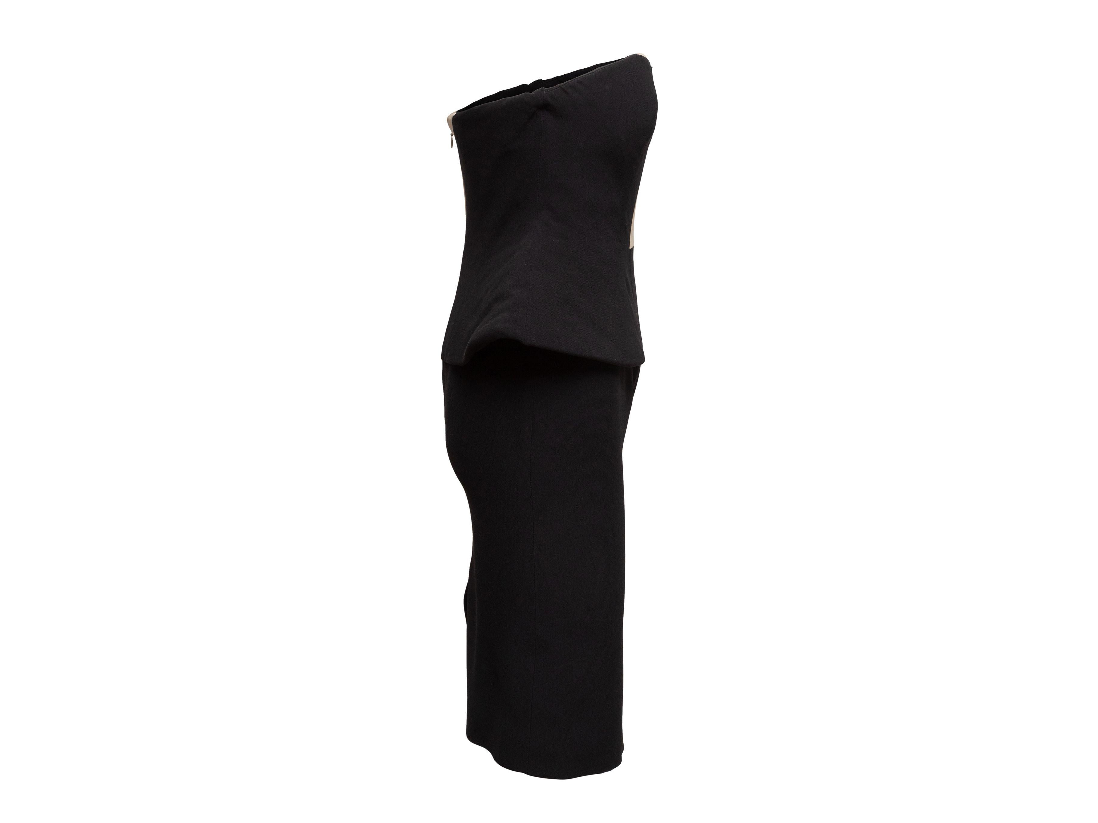 Alexander McQueen Black & Cream Strapless Peplum Dress For Sale 3