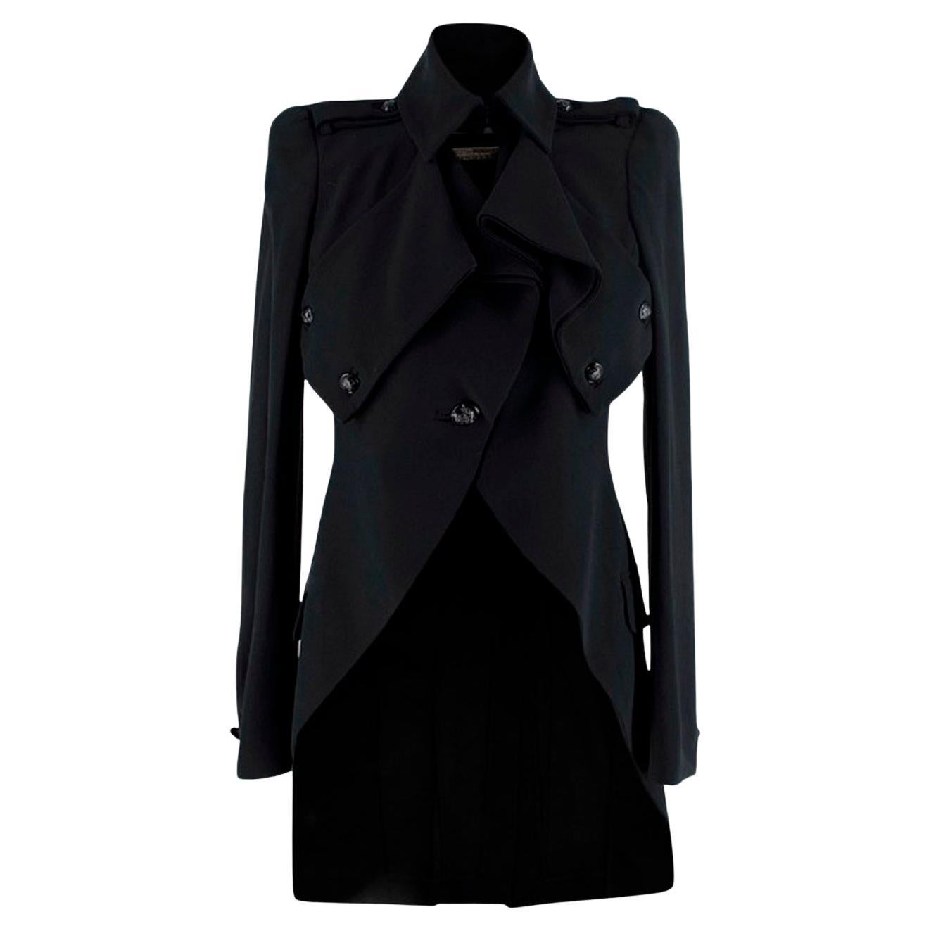 Alexander McQueen Black Crepe Cut-Out Long Tail Coat For Sale