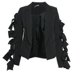 Alexander McQueen Black Crepe Cut-Out Tie-Up Detail Blazer S