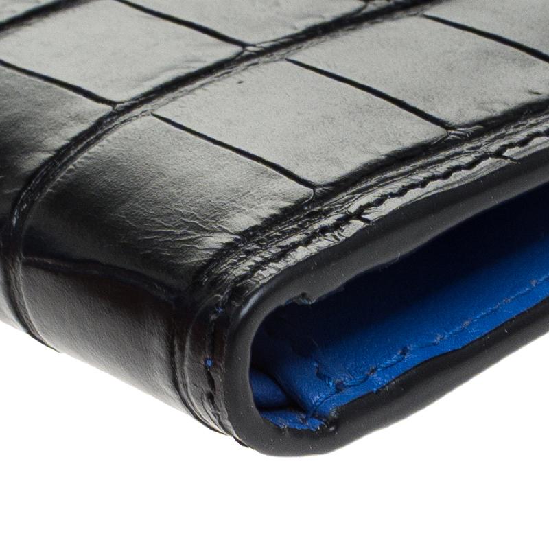 Alexander McQueen Black Croc Embossed Leather Bi Fold Wallet 3