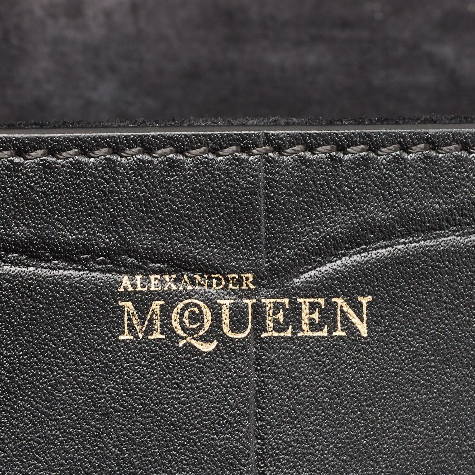Alexander McQueen Black Croc Embossed Leather Heroine Bag For Sale 8