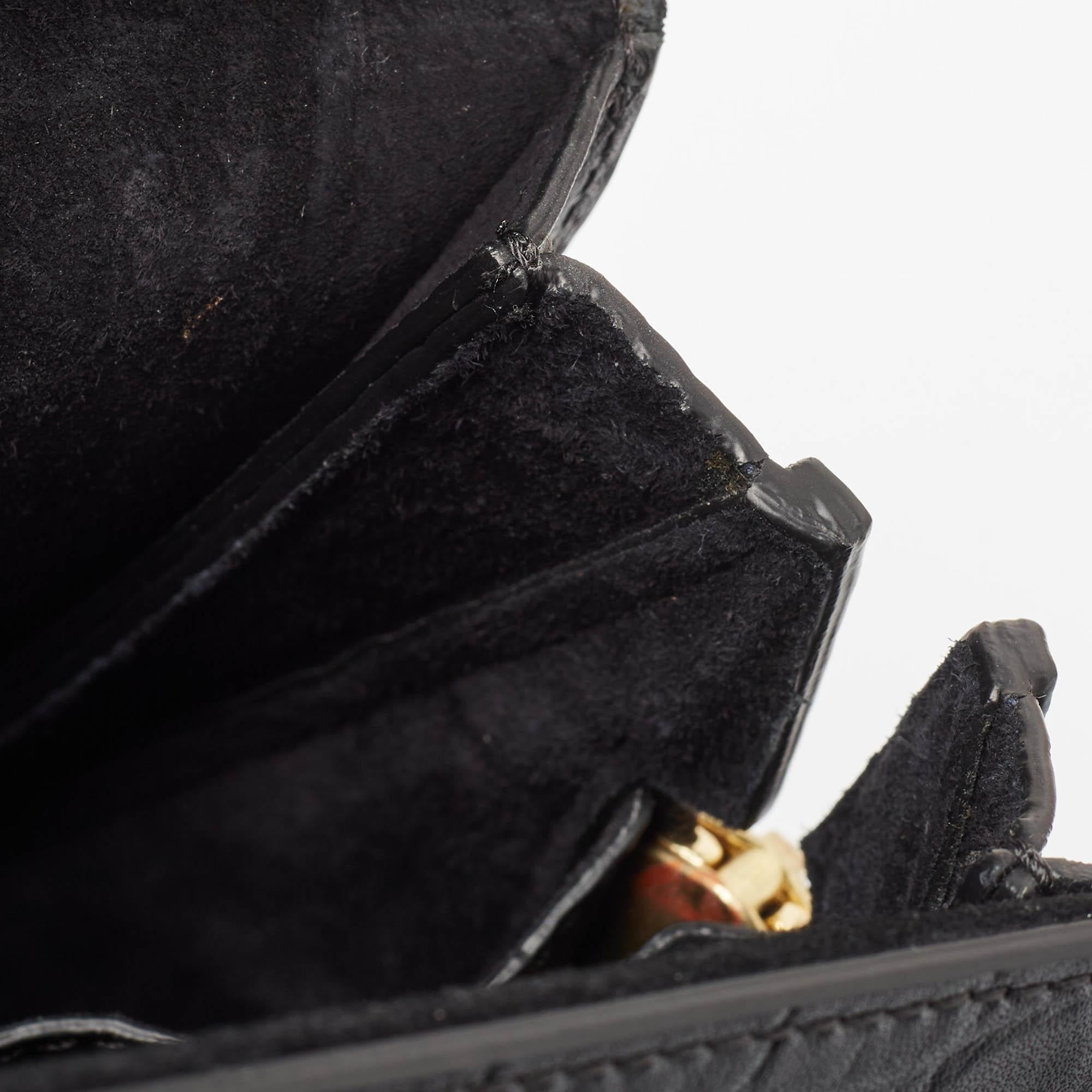 Alexander McQueen Black Croc Embossed Leather Heroine Bag 9