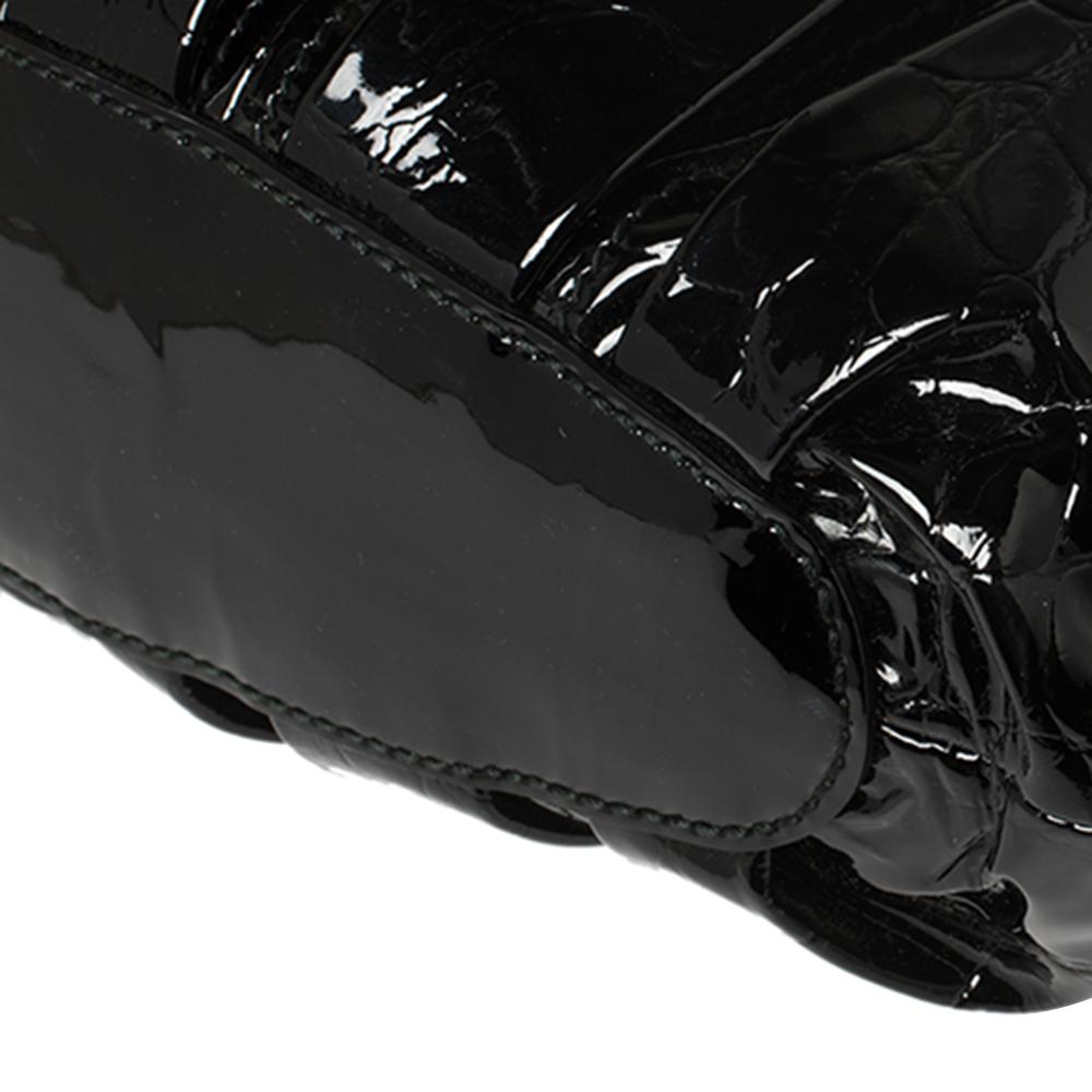 Alexander McQueen Black Croc Embossed Patent Leather Elvie Bag 1