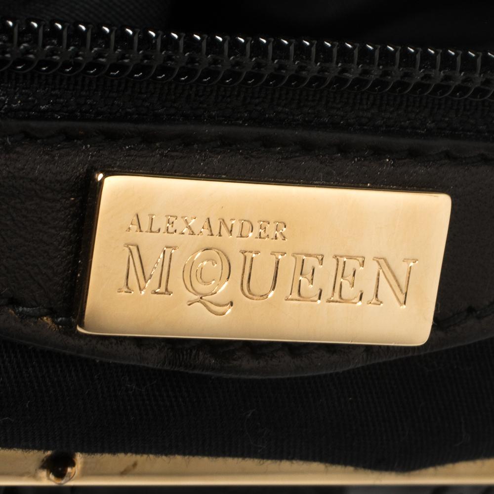 Alexander McQueen Black Croc Embossed Patent Leather Elvie Bag 2