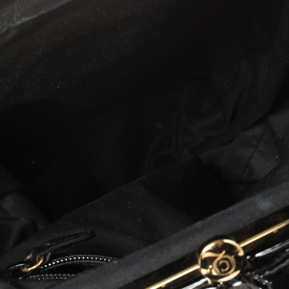 Alexander McQueen Black Croc Embossed Patent Leather Elvie Bag 4