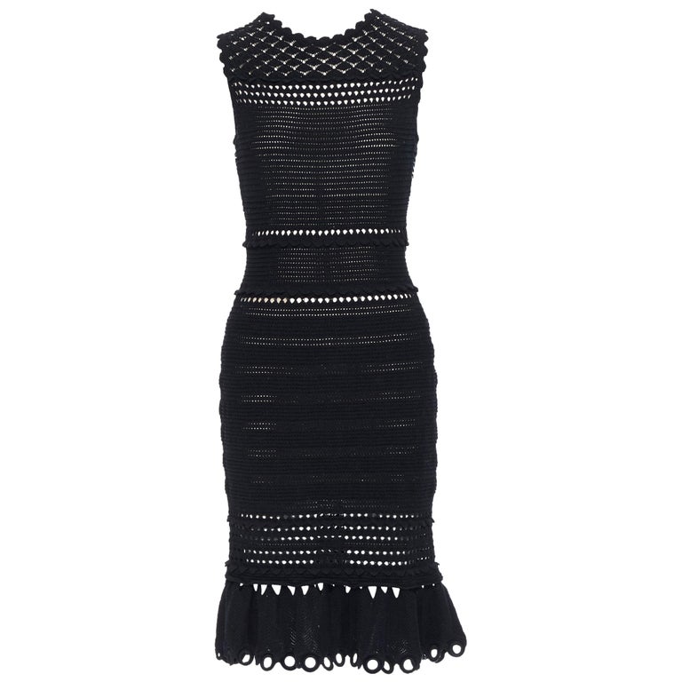 alexander mcqueen crochet dress Alexander McQueen - Crochet-trimmed Stretch-knit Mini Dress - Pink