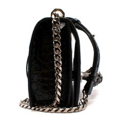 Alexander McQueen Black Crocodile Embossed Crystal Knuckle Duster Bag