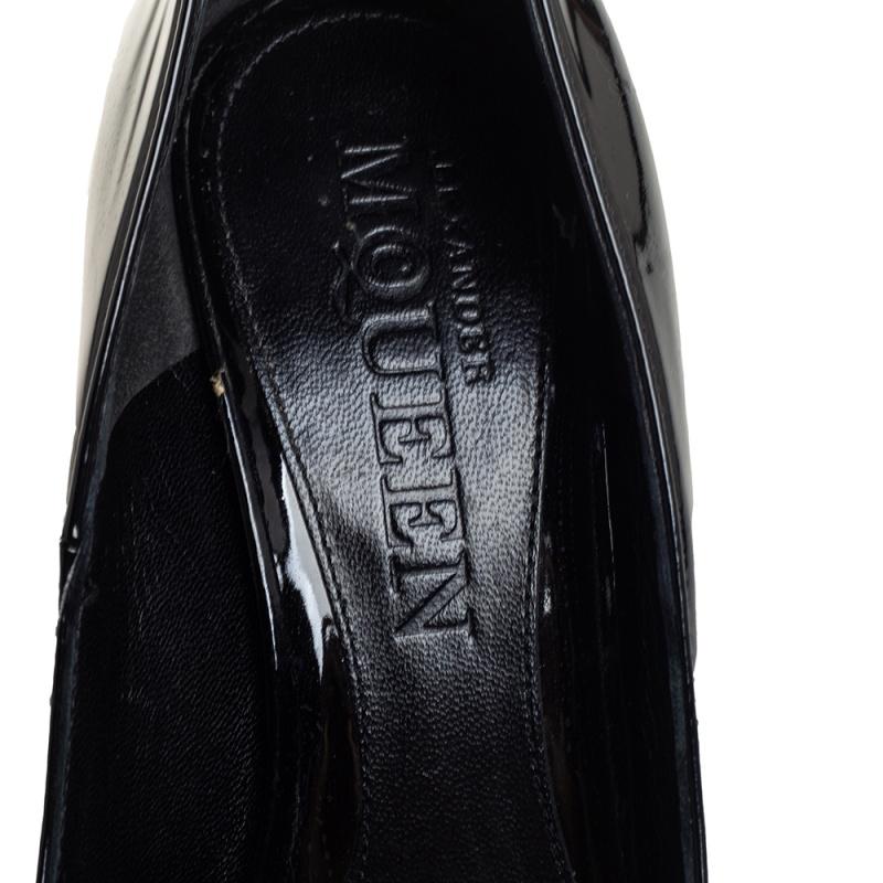 Alexander McQueen Black Crystal Embellished Skull Peep Toe Pumps Size 37 2