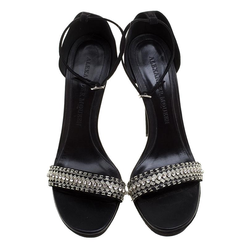 alexander mcqueen crystal-embellished high-heel sandals