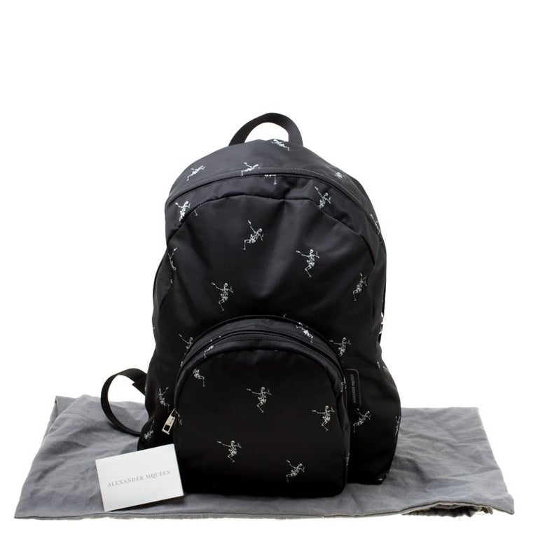 Alexander McQueen Black Dancing Skeleton Printed Nylon Backpack For ...
